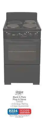 OK Furniture Univa Black 3-Plate Plug-in Stove offer