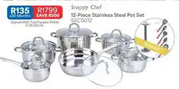 OK Furniture Snappy Chef 12-Piece Stainless Steel Pot Set SSCS012 offer
