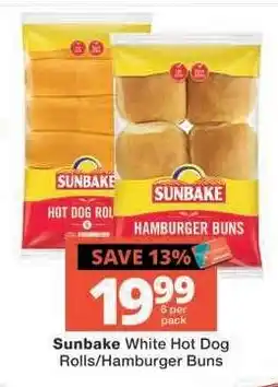 Checkers Sunbake White Hot Dog Rolls/Hamburger Buns offer