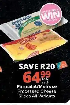 Checkers Parmalat/Melrose Processed Cheese Slices All Variants offer