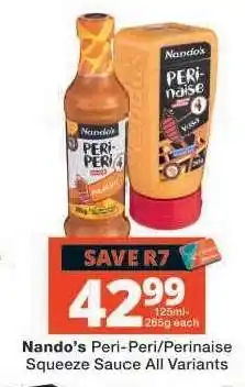 Checkers Nando's Peri-Peri/Perinaise Squeeze Sauce All Variants offer