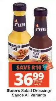 Checkers Steers Salad Dressing/Sauce All Variants offer