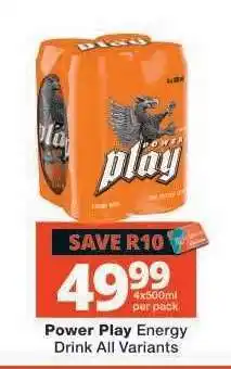 Checkers POWER PLAY ENERGY DRINK all variants offer