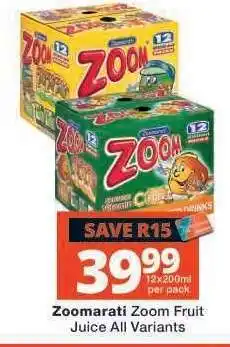 Checkers Zoomarati Zoom Fruit Juice All Variants offer