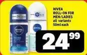 Usave Nivea - roll-on for men/ladies offer