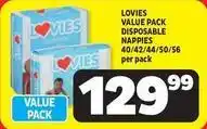 Usave Lovies - disposable nappies 40/42/44/50/56 per pack offer
