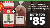 Usave Best buy - class 1 best buy potatoes 7kg pocket + class 1 onions 1kg bag offer