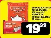 Usave Black tea blend teabags, rooibos teabags offer