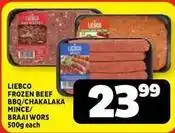 Usave Frozen - frozen beef bbq/chakalaka mince / braai wors offer