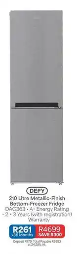 OK Furniture Defy - 210 litre metallic-finish bottom-freezer fridge dac363 offer