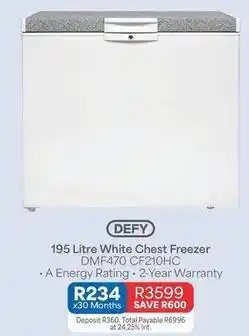 OK Furniture Defy - 195 litre white chest freezer dmf470 cf210hc offer