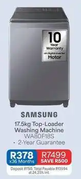OK Furniture Samsung - 17.5kg top-loader washing machine wa80f18s offer