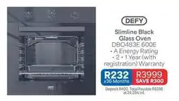 OK Furniture Defy - slimline black glass oven dbo483e 600e offer