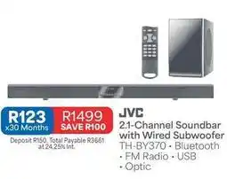 OK Furniture Jvc - 2.1-channel soundbar with wired subwoofer th-by370 offer