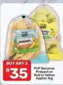 Pick n Pay Bananas prepack or red or yellow apples offer