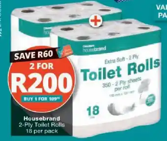 Checkers Housebrand 2-Ply Toilet Rolls offer