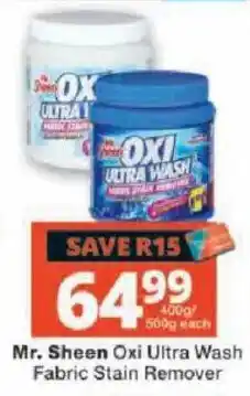 Checkers Mr. Sheen Oxi Ultra Wash Fabric Stain Remover offer