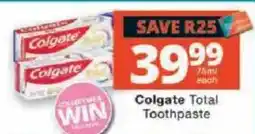 Checkers Colgate Total Toothpaste offer