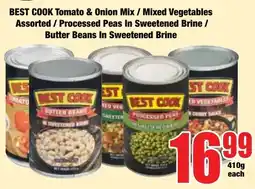 Boxer Superstores Best Cook Tomato & Onion Mix/ Mixed Vegetables Assorted/ Processed Peas In Sweetened Brine/ Butter Beans In Sweetened Brine offer
