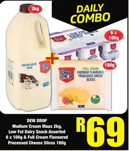 Boxer Superstores Dew Drop Medium Cream Maas, Low Fat Dairy Snack Assorted & Full Cream Flavoured Processed Cheese Slices offer