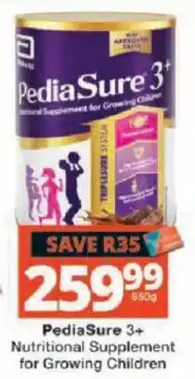Checkers PediaSure 3+ Nutritional Supplement for Growing Children offer