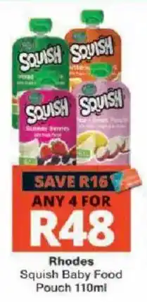 Checkers Rhodes Squish Baby Food Pouch offer