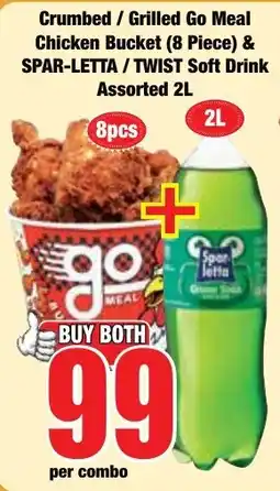 Boxer Superstores Crumbed / Grilled Go Meal Chicken Bucket & SPAR-LETTA / TWIST Soft Drink Assorted offer