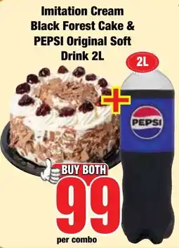 Boxer Superstores Imitation Cream Black Forest Cake & PEPSI Original Soft Drink offer
