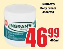 Boxer Superstores INGRAM'S Body Cream Assorted offer