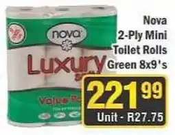 J&E Cash and Carry Nova Luxury 2-Ply Mini Toilet Rolls Green offer