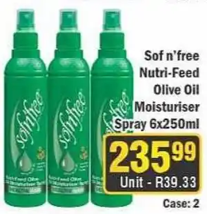 J&E Cash and Carry Sof'n'free Nutri-Feed Olive Oil Moisturiser Spray offer