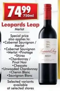 Prestons Leopards Leap Merlot offer