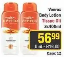 J&E Cash and Carry Veerox Body Lotion Tissue Oil offer