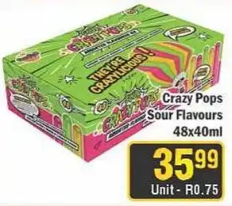 J&E Cash and Carry Crazy Pops Sour Flavours offer