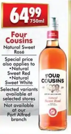 Prestons Four Cousins Natural Sweet Rosé offer