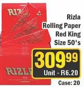 J&E Cash and Carry Rizla Rolling Paper Red King Size 50's offer