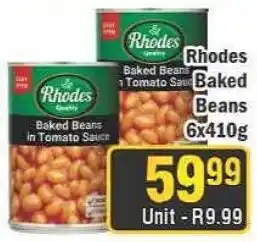 J&E Cash and Carry Rhodes Baked Beans in Tomato Sauce offer