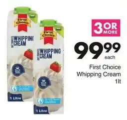 Save First Choice Whipping Cream offer