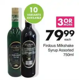 Save Firdous Milkshake Syrup Assorted offer