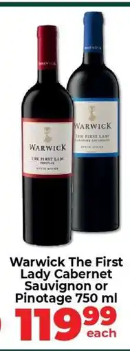 Food Lover's Market Warwick The First Lady Cabernet Sauvignon or Pinotage 750 ml offer