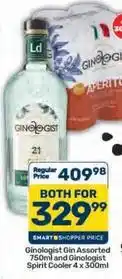 Pick n Pay Gin assorted 750ml and spirit cooler 4 x 300ml offer