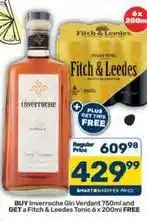 Pick n Pay Inverroche gin verdant 750ml and fitch & leedes tonic 6 x 200ml offer