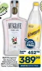 Pick n Pay Schweppes - musgrave pink gin assorted and tonic offer
