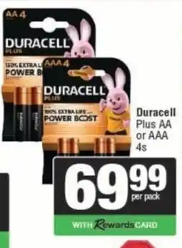 Spar Duracell Plus AA or AAA 4s offer
