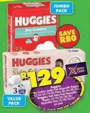 Shoprite Huggies - dry comfort jumbo pack disposable nappies offer