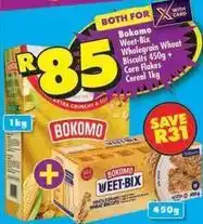 Shoprite Bokomo - weet-bix wholegrain wheat biscuits 450g + corn flakes cereal 1kg offer