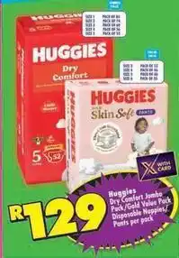Shoprite Huggies - dry comfort jumbo pack/gold value pack disposable nappies/pants offer