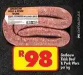 Shoprite Thick beef & pork wors offer