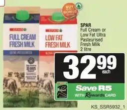KwikSpar SPAR Full Cream or Low Fat Ultra Pasteurised Fresh Milk offer