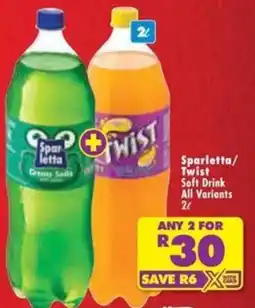 Shoprite Sparletta/Twist Soft Drink All Variants offer